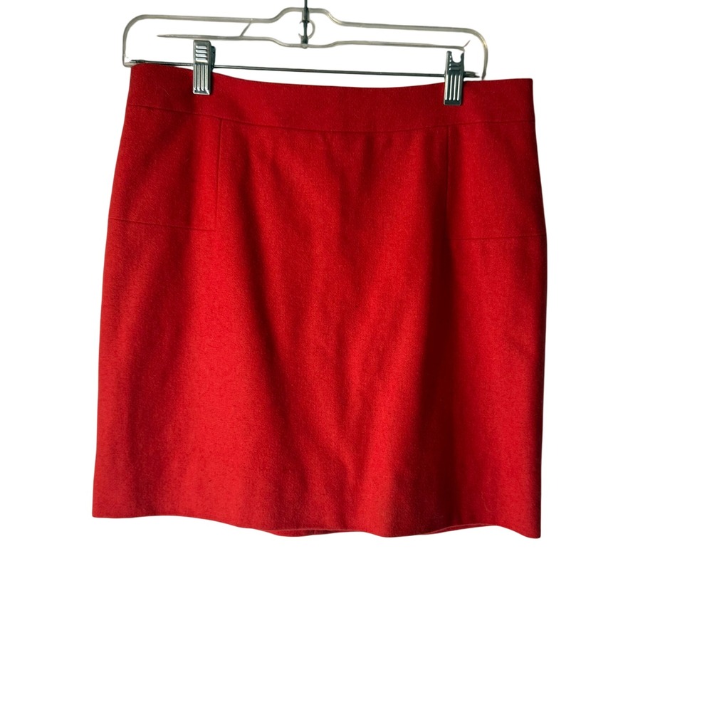 J. Crew Red Wool Blend Pencil Skirt Size 8 Business Casual‎ Office Work Academia